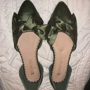 Free People - NWOT Olive Green Silk Flats